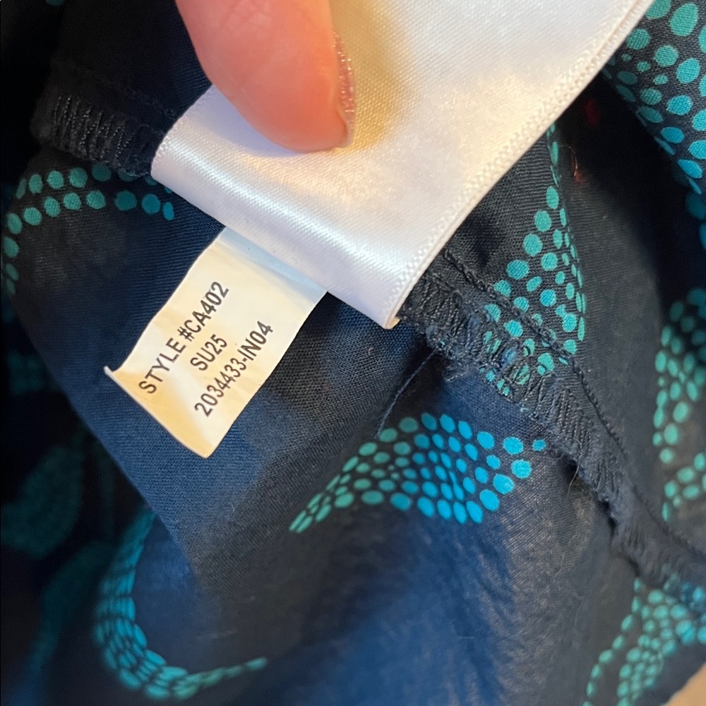 J Crew Blue and Green Patterned Blouse Size Large - Picture 4 of 7